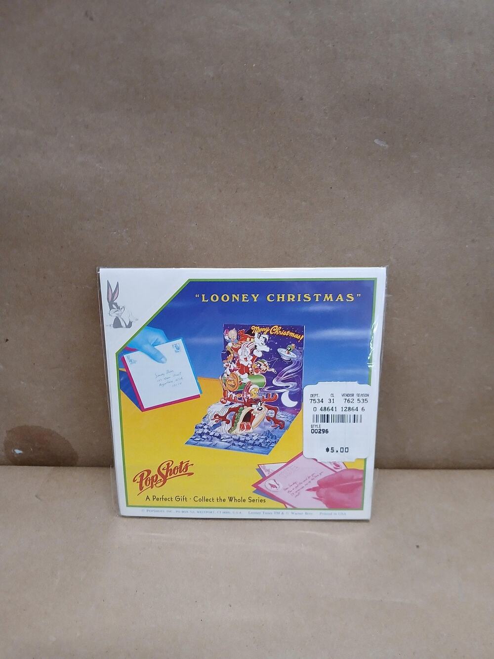 Vintage Looney Tunes Christmas PopShots 3D Greeting Card USA Bugs Bunny Taz New